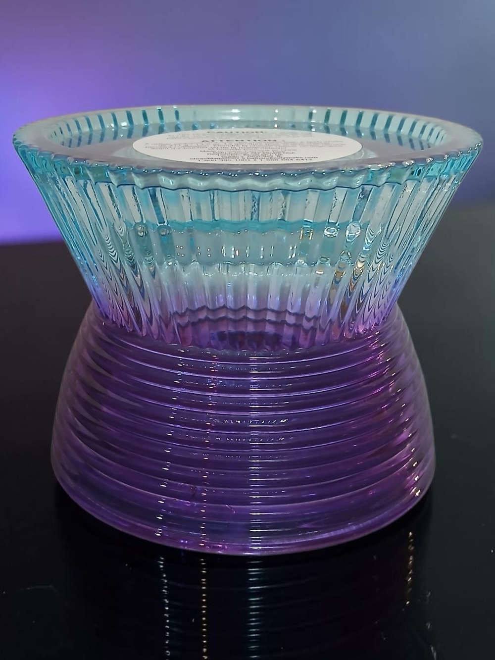 Blue and Purple Glass Candle Holder